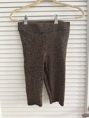 Ganni Brown Marled Knit Wide-Leg Cropped Pants